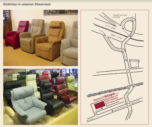 Showroom für Sessel in Heimberg