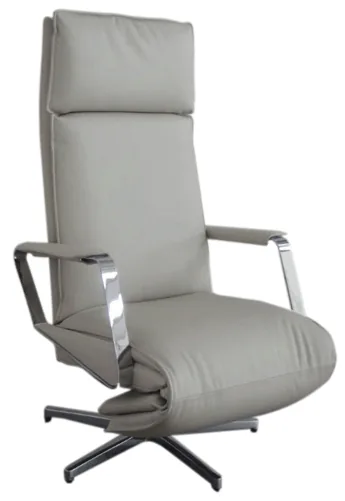 Hellgrauer Design-Sessel in Leder mit Akku