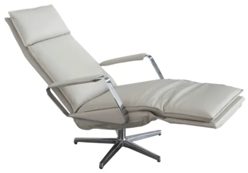 Hellgrauer Design-Sessel in Leder in Liegeposition